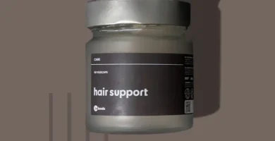 Frasco de Hair Support de Be Levels, suplemento para fortalecer el cabello y promover su crecimiento saludable.